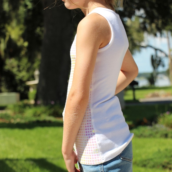 Justice White Tank Top with Sequin Front - Picture 1 of 8